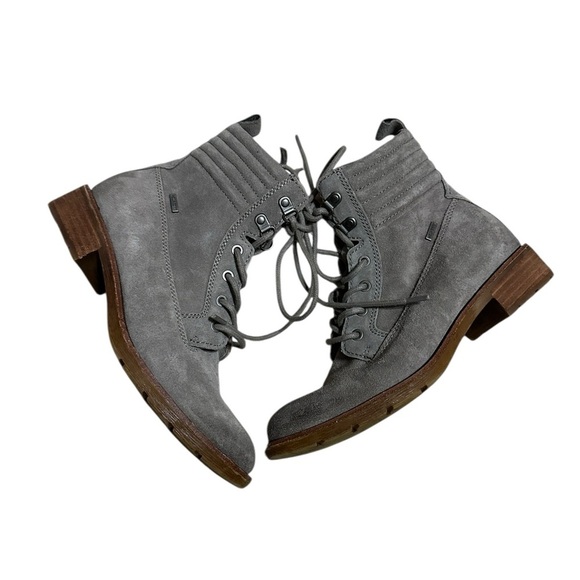 Sofft Baxter Gray Lace Up Ankle Boots with Quilted Detailing Leather Women SZ 7 - Picture 6 of 11